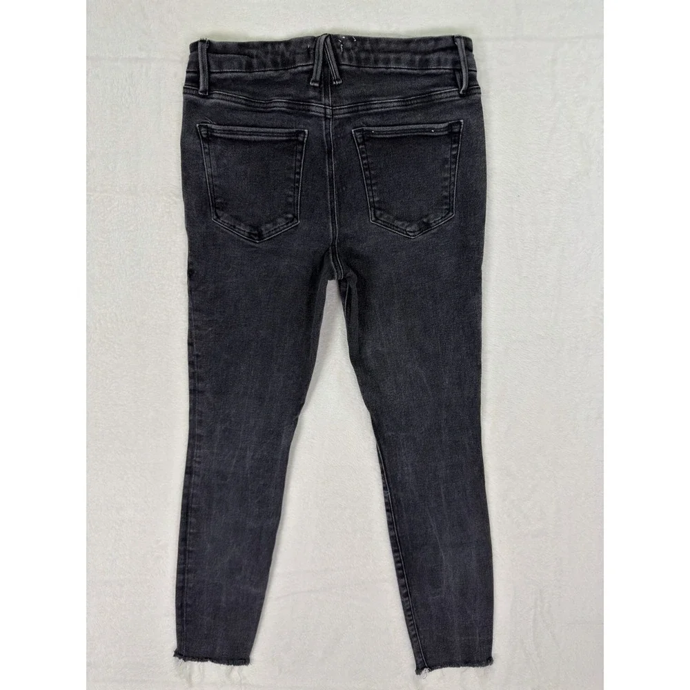 Good American Jeans Womens 8/28 Black Denim High Rise Good Legs Skinny Ripped - Picture 2 of 9